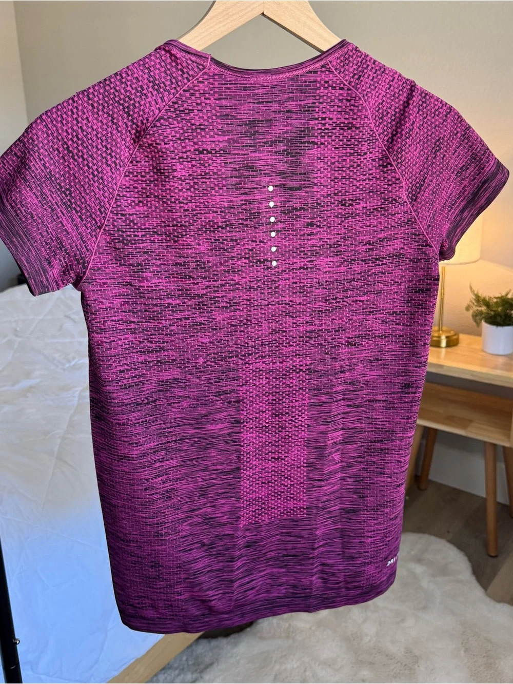 Nike Dri-FIT Short Sleeve Space-Dye Top in Magenta and Black